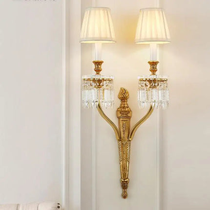 Applique murale en cuivre avec cristal et bougie LED pour intérieur élégant — LZ4XJ9