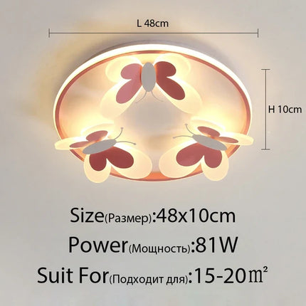 Plafonnier papillon rose décoratif pour chambre d’enfant — LZ4F7XQ