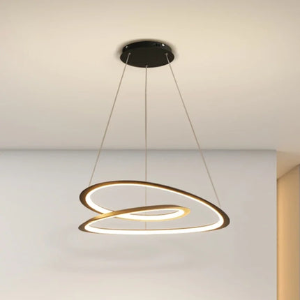 Suspension LED moderne avec anneau doré pour intérieur — LZ4X9P