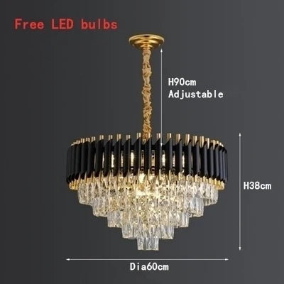 Lustre LED moderne de luxe en cristal, forme ronde ou allongée — LZ4P7X