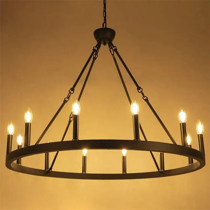 Lustre suspension industriel rond en fer avec LED intégrée — LZ4D9X
