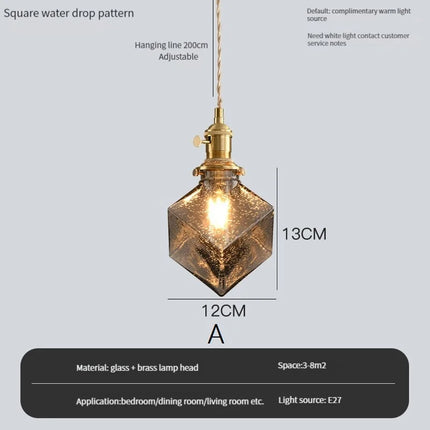Lustre vintage Edison avec abat-jour en verre cristal pour bar loft — LZ4X9T2