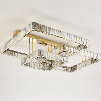 Plafonnier LED moderne à intensité variable avec lustre cristal pour salon et chambre — LZ4X9P2
