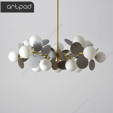 Lustre suspension moderne en verre design raisin doré — LZ4X9T