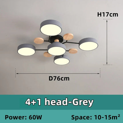 Lustre LED en bois style nordique pour plusieurs pièces — LZ4X9T