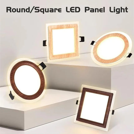 Plafonnier LED encastré Ultra-mince en Grain de bois