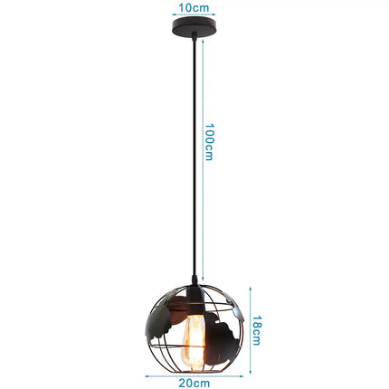 Suspension métal avec abat-jour globe style industriel moderne — LZ4X9T
