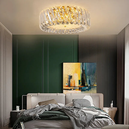 Lustre rond moderne LED à intensité variable avec cristal — LZ4X9T