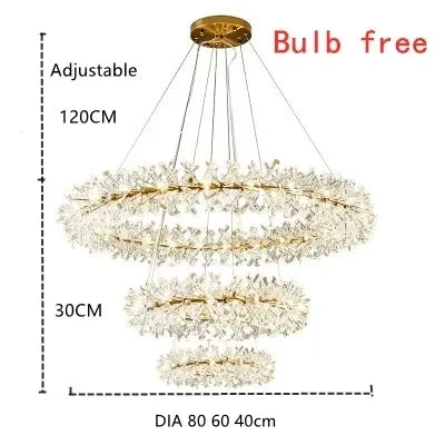Lustre suspension moderne en cristal à anneaux LED pour salon 60-100 cm — LZ4F9T2