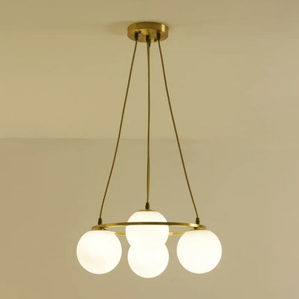 Lustre suspension nordique 4 ampoules verre et cuivre — LZ4X9P