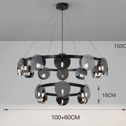 Suspension moderne en verre noir élégante — LZ4X9P2