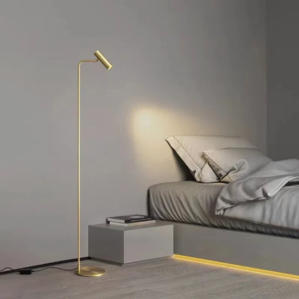 Lampadaire minimaliste en cuivre avec lumière rotative moderne — LZ4P9XQ