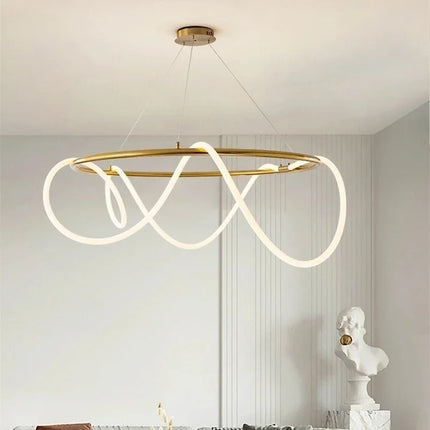 Lustre suspendu rond LED style nordique pour salon et hôtel — LZ4XJ9