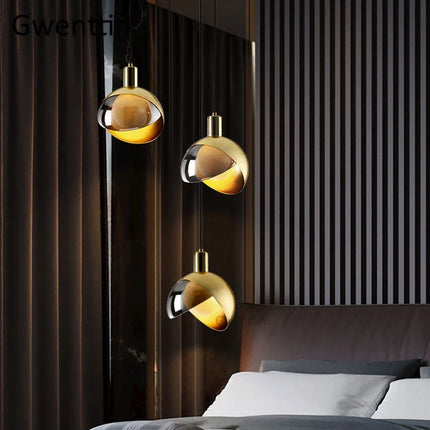 Suspension dorée avec éclairage LED décoratif moderne — LZ4X9T2