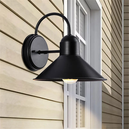 Applique murale extérieure noire style grange avec prise E27 étanche antirouille — LZ4X9T1
