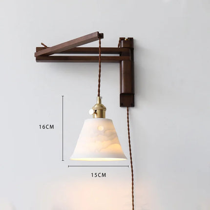 Applique murale LED télescopique style rétro japonais en laiton et verre — LZ4X9P2