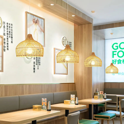Suspension en rotin style pastoral japonais pour restaurant asiatique — LZ4X9QJ