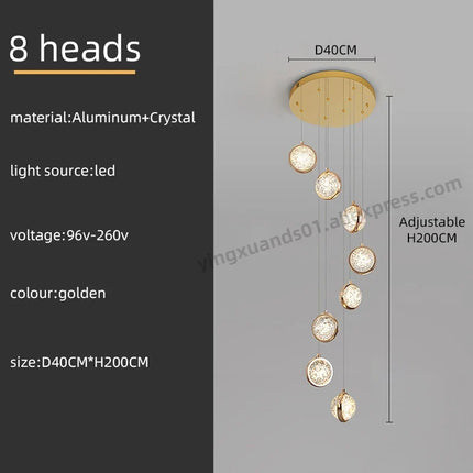 Lustre rotatif en cristal style nordique pour éclairage intérieur — LZ4X9P