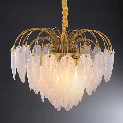 Lustre suspension LED nordique en verre plume décoratif — LZ4P9X