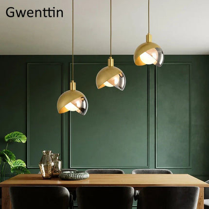 Suspension dorée avec éclairage LED décoratif moderne — LZ4X9T2