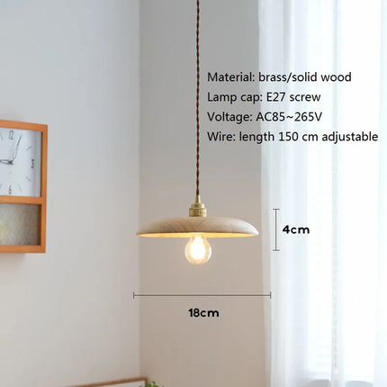 Suspension LED en bois et laiton au design nordique moderne — LZ4X9P2