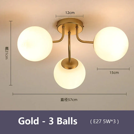 lustre nordique led avec boule de verre suspendue
