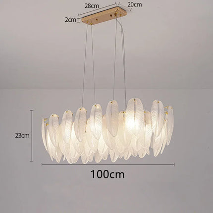 Suspension LED en verre effet plume pour salon et chambre — LZ4X9T