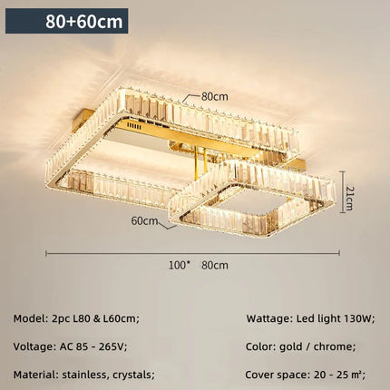 Plafonnier LED moderne à intensité variable avec lustre cristal pour salon et chambre — LZ4X9P2