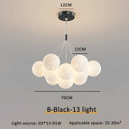 B Noir 13 lumières 12cm / Blanc froid 6000K