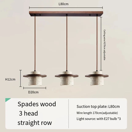 Suspension LED minimaliste japonaise en noyer et travertin — LZ4X9P