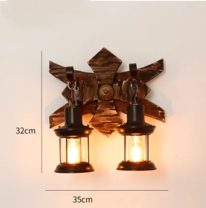 Applique murale LED au style industriel rétro en bois — LZ4X9P2