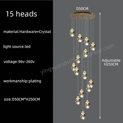 lustre en cristal nordique style loft pour intérieur moderne