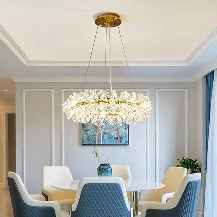 Lustre suspension moderne en cristal à anneaux LED pour salon 60-100 cm — LZ4F9T2