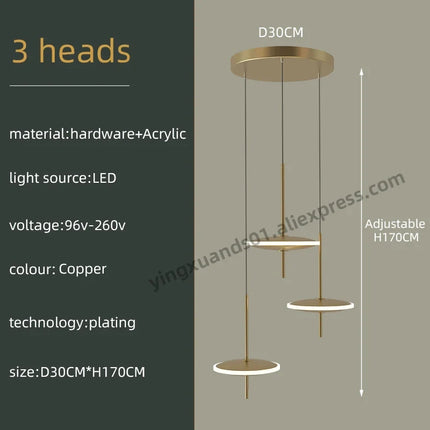 Lustre suspension LED créatif en acrylique doré style nordique — LZ4X9M