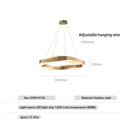 Lustre LED moderne à anneaux brossés en cristal — LZ4P7XQ
