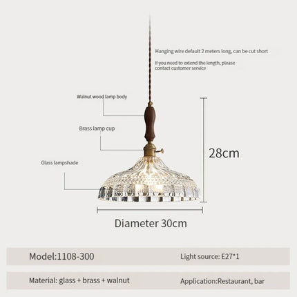 Suspension moderne en bois, verre et laiton — LZ4X9M2