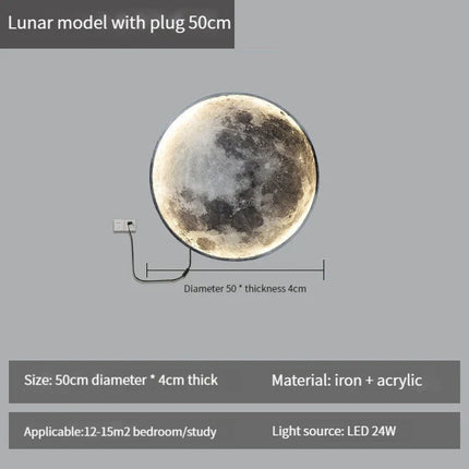 applique murale lune moderne avec intensité variable et télécommande led