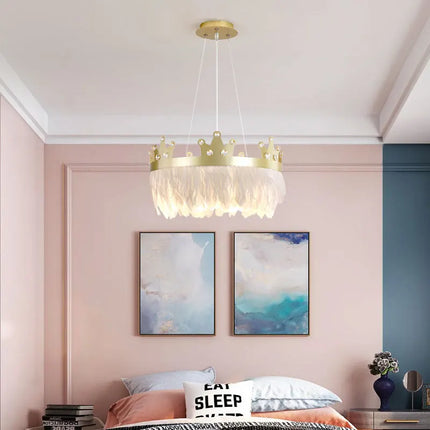 Lustre suspension nordique luxe avec cristaux et plumes — LZ4X9T2