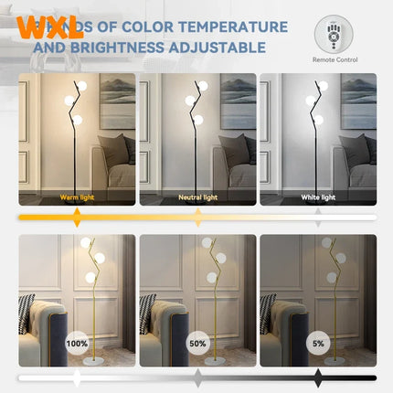 Lampadaire LED nordique en fer et verre pour intérieur — LZ4XJ9