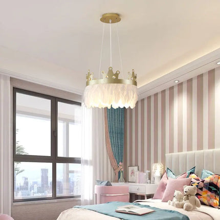 Lustre suspension nordique luxe avec cristaux et plumes — LZ4X9T2