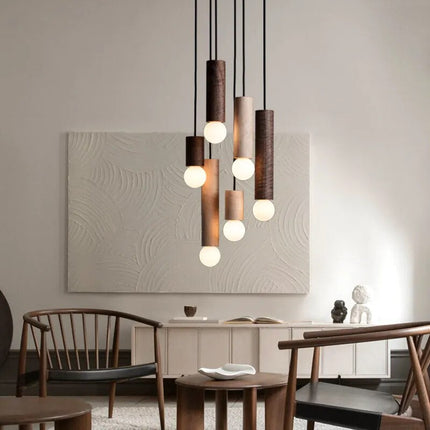 Suspension lustre à barre style chinois en noyer — LZ4R9XQ