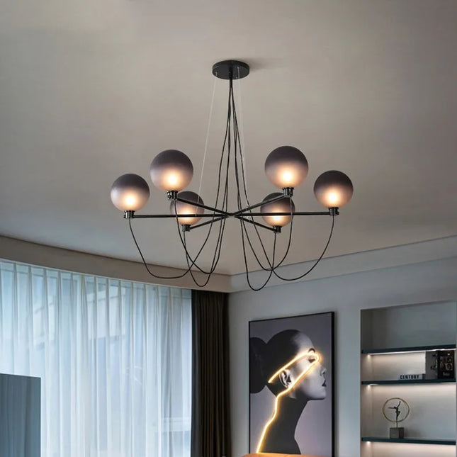 Lustre suspension boule en verre style industriel rétro — LZ4X9M