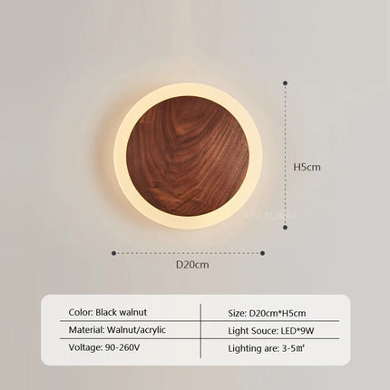 Applique murale LED en noyer style nordique — LZ4X9B