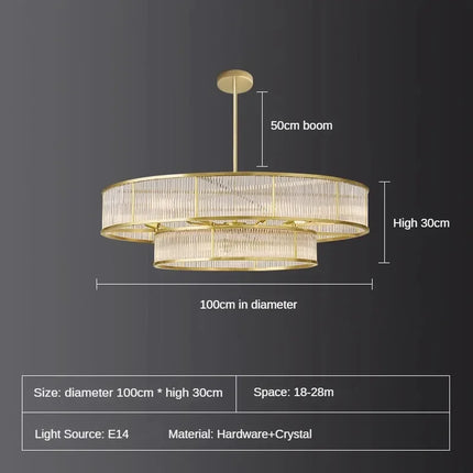 Lustre circulaire rétro en cristal pour décoration intérieure — LZ4X9M