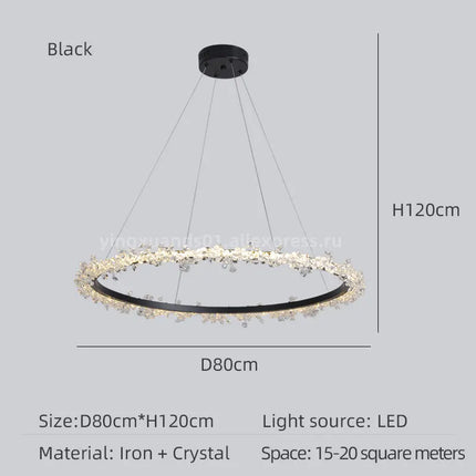 Lustre en cristal de luxe avec anneau doré lumineux et élégant — LZ4X9P