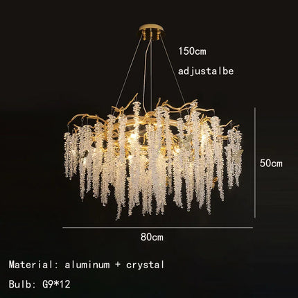 Applique murale LED art déco en cristal et aluminium doré — LZ4X9P2