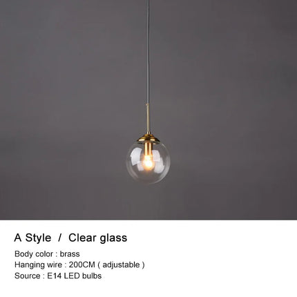 Lustre boule en verre moderne design