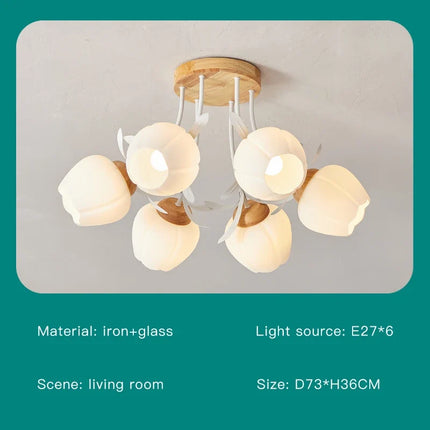 Lustre suspension décoratif fleurs style nordique pour intérieur moderne — LZ4X7Q9