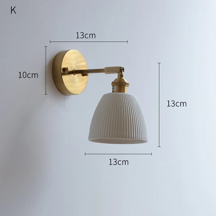 Applique murale LED style nordique japonaise cuivre et blanc — LZ4X9TQ