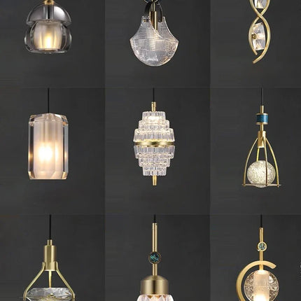 Lustre LED en verre avec ceinture en cuir rétro moderne — LZ4P9XQ
